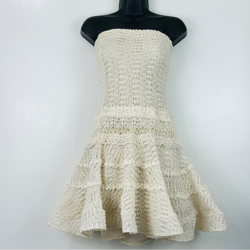 Alexis Women's Crochet Strapless Mini Dress Size XS Cream